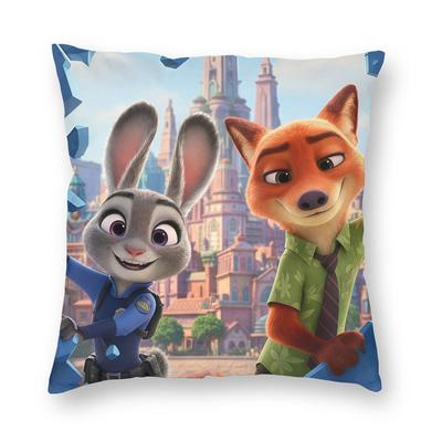 Cartoon Zootopia Judy und Nick Kissenbezug Doppelseitiger Druck Polyester Kissenbezug Geschenk Kissenbezug Abdeckung Zuhause mit Reißverschluss