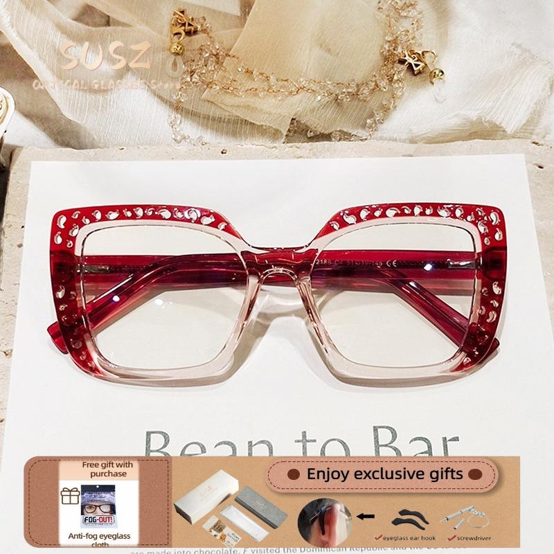 SUSZ  New Fashion Cat Eye Women Anti Blue Light Reading Glasses Myopia Hyperopia Customizable Prescription Progressive Glasses
