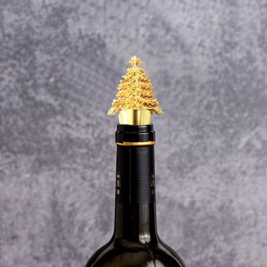 Kovová zátka na nápoje a víno Dekorativní nepropustná Kreativní 3D vánoční stromek Korková zátka na láhev pro svátky, svatbu