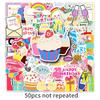 50 Waterproof Cartoon Birthday Stickers for Kids - DIY Journal, Card Making, and Water Cup Decoration