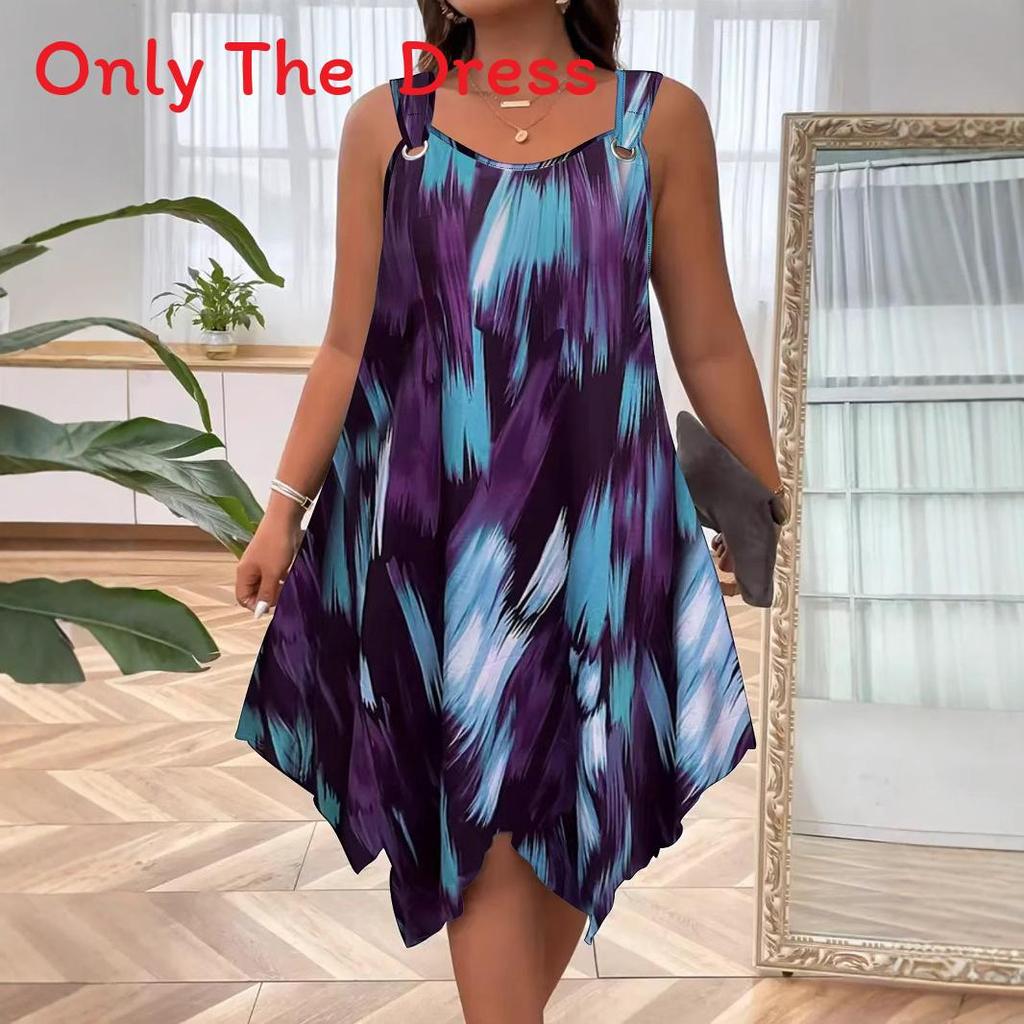 Geometric Pattern Sleeveless Dress With Gradient Colors For Casual Spring Summer Womens Fashion