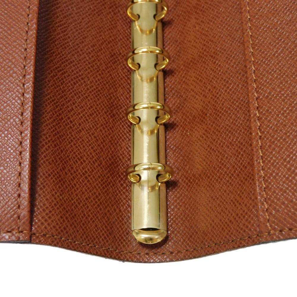 Used 12564 Agenda PM R20005 8001 LV Logo Flower Brown Diary 6-Hole Card Case Monogram Maroon Unisex from Japan AUTHENTIC