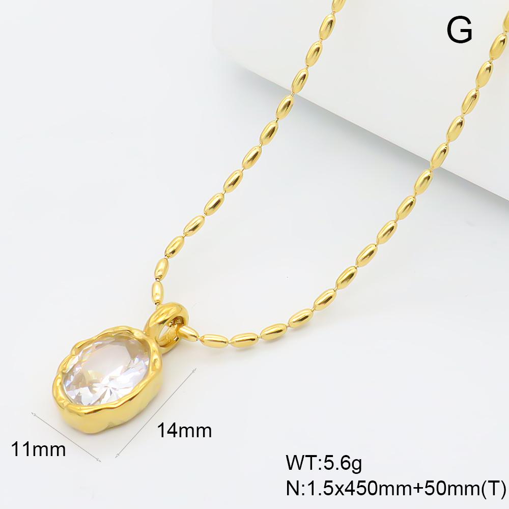 JUSNOVA 18K PVD Gold Plated Stainless Steel Melting Metal Heart Pendant Necklace Waterproof CZ Lava Bead Chain Jewelry for Women