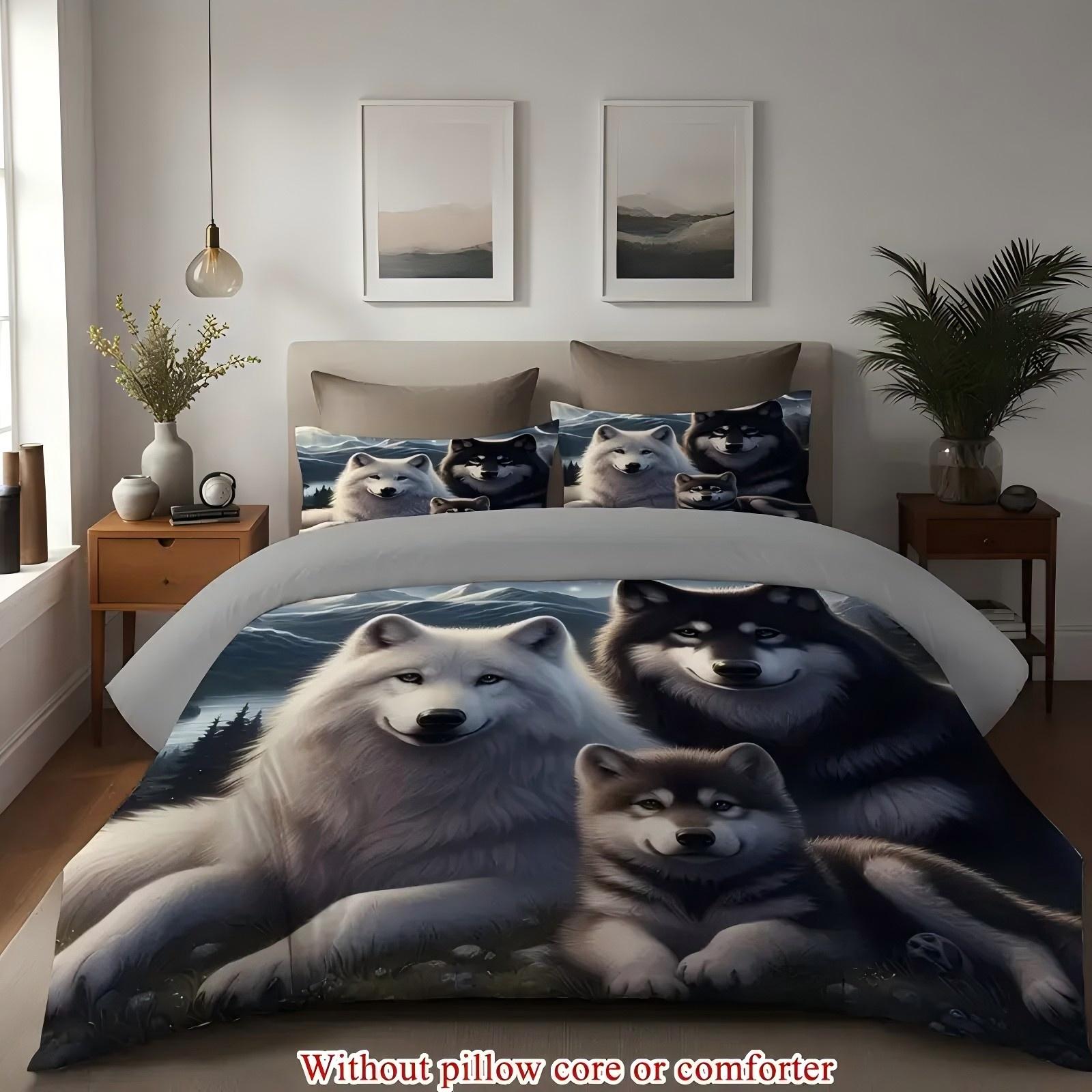 

Cute Sled Dog Pattern 3D Printed Quilt Cover Set Soft Comfortable Luxury Bedding Cover Pillowcase Home Textiles Duvet Cover Sets 135x200cm 2pcs