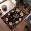 Tappeto Art Déco con Ragno Gotico, Tappeto da Area con Misterioso Motivo a Foglie, Tappetino Scuro Estetico, Tappeto per Arredamento Casa Ispirato all'Occulto