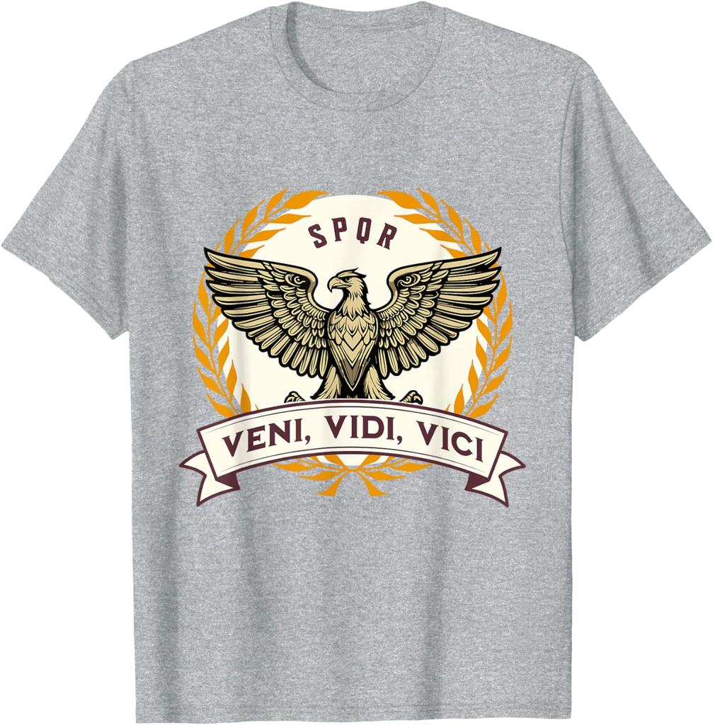 Veni Vidi Vici Julius Caesar Quote Ancient Rome TShirt 100 Cotton ONeck Short Sleeve Summer Casual Mens Tshirt Streetwear