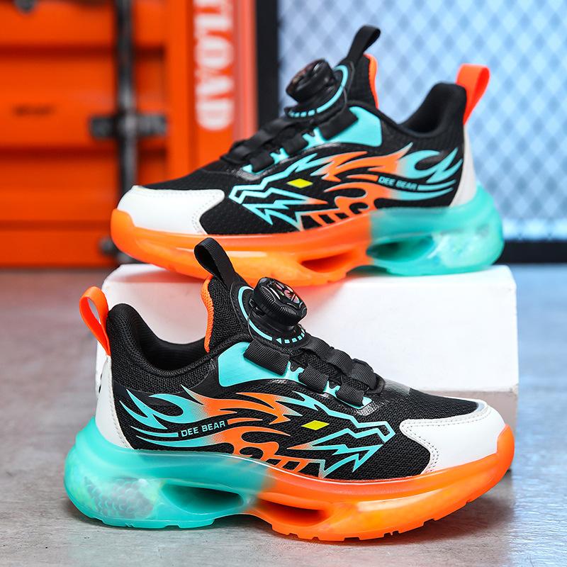 519 students 2025 new button shoes children's sports shoes medium and large children boys soft sole thick sole non-slip and breathable