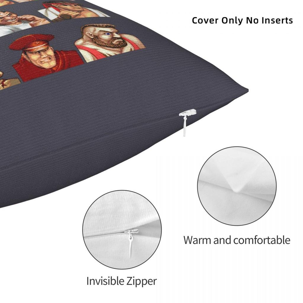 Defeated Portraits Super Street Fighter Square Pillowcase Cushion Cover Pillow Case Throw Pillow Cover for Home Sofa Living Room