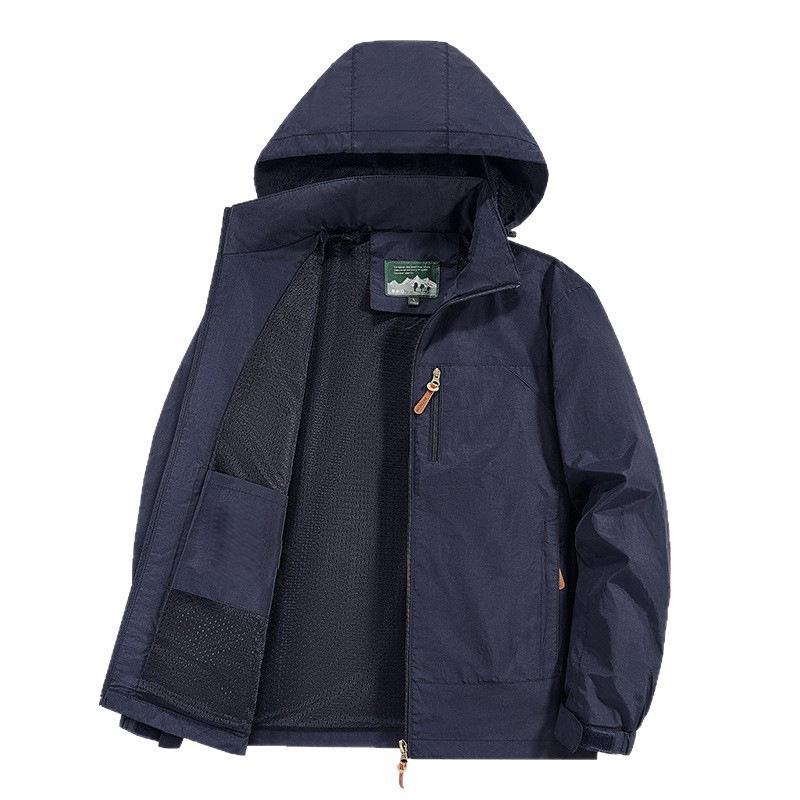

Windproof Hooded Outdoor Jacket: Autumn/Winter Casual Sport Fashion 5XL темно-синього кольору