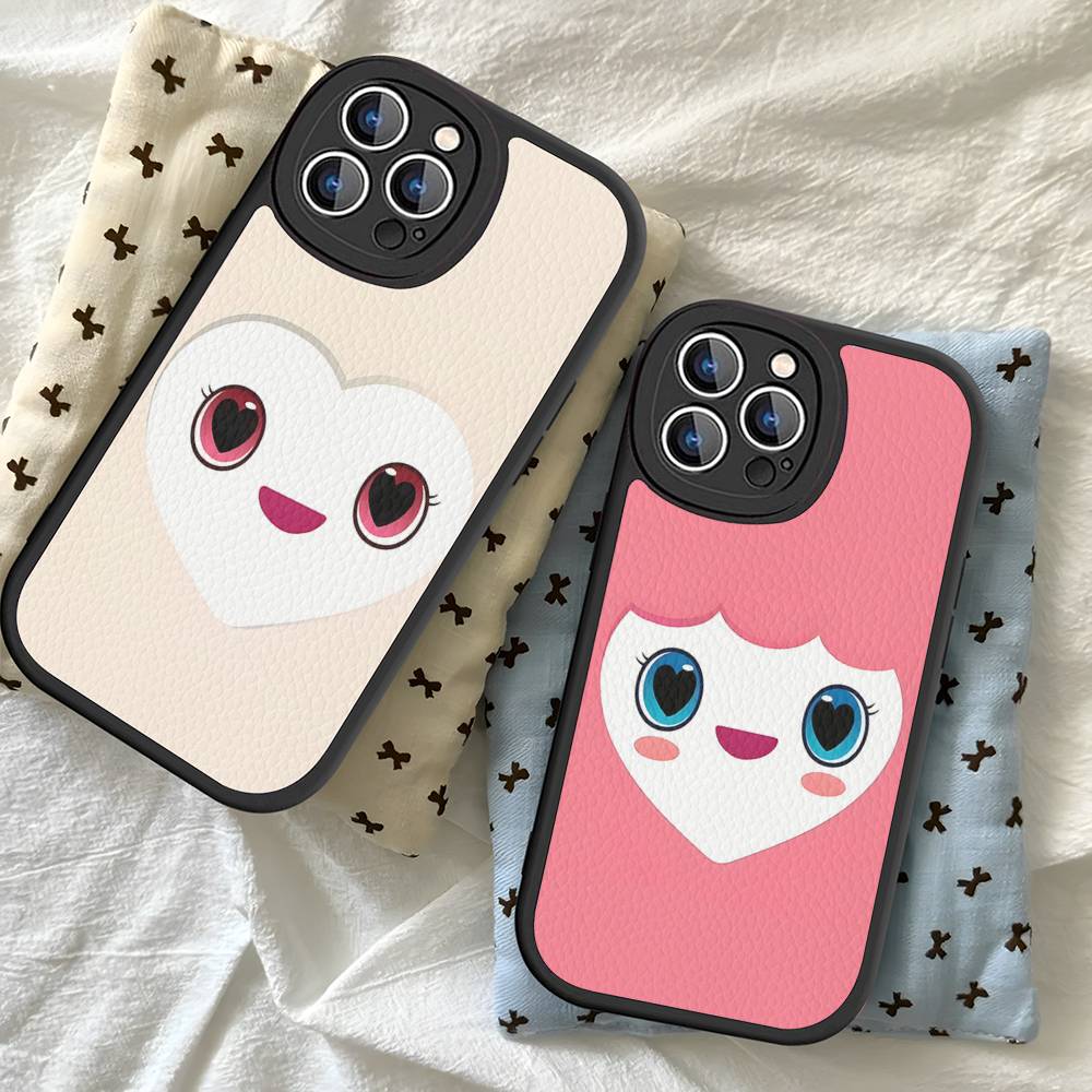 Laburi Twice-Lovelys Leather Phone Case For IPhone 16 14 15 Pro Plus 13 12 11 Pro Max Silicone Cover
