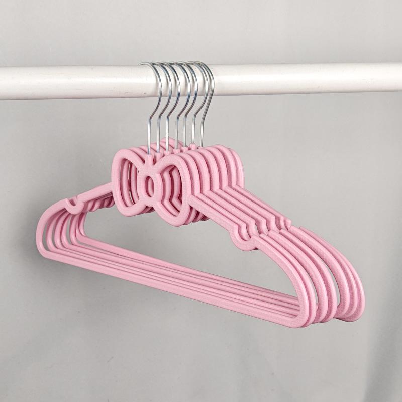 Heart-Shaped Non-Slip Clothes Hanger - Cute Pink Bow Design, Seamless for Wet & Dry Use