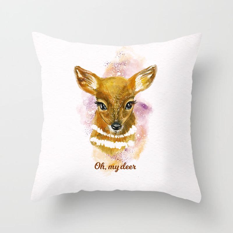 Cartoon Animal Print Car Cushion Cover Dog Head Sofa Pillow Cover Home