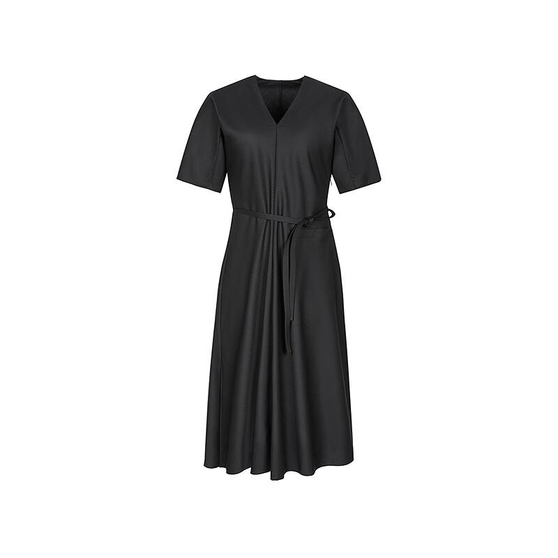 Women's Wool Blend Short Sleeve V-Neck A-Line Dress