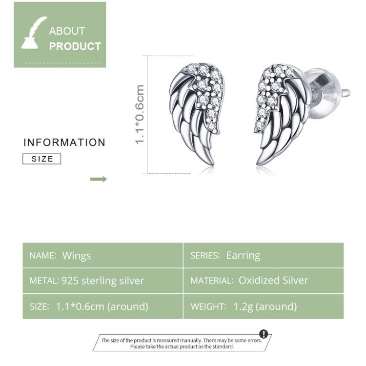 S925 Sterlingsilber Flügel Ohrringe Persönlichkeits Ohrringe