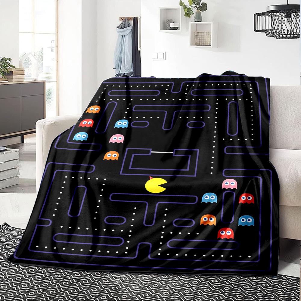 1pc Pacman Adventure flannel Blanket for Super Soft Cute Comfort Blanket for Travel Bedding Couch Sofa Blanket Y73056