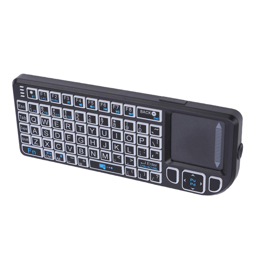 Wireless TV Keyboard with Touchpad 2.4G Bluetooth Small Keyboard Red LED Backlight USB C Rechargeable for PCs HTPCs IPTV