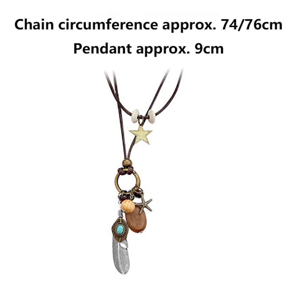 New Chinese Style Feather Leaf Pendant Necklace Vintage Sweater Chain Long Ropse Necklace Women