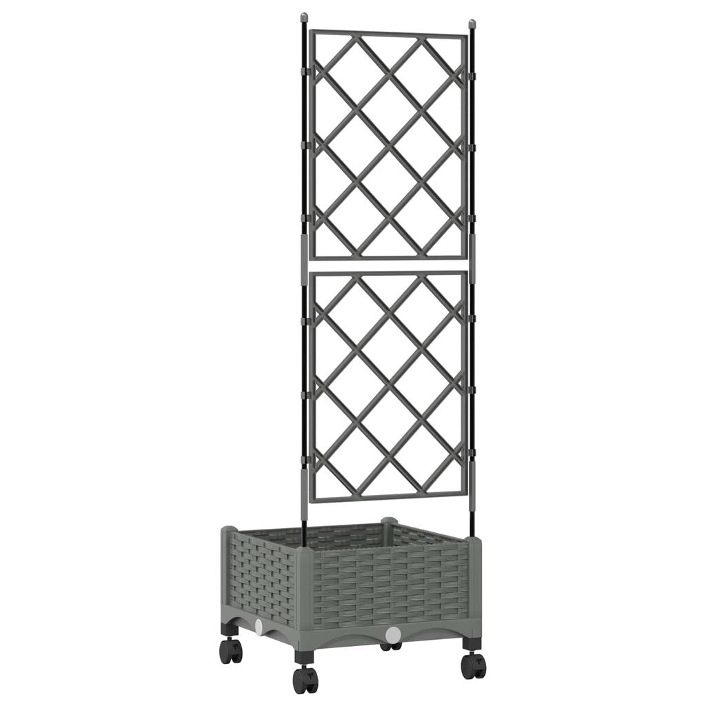 Plant Pot with Trellis and Wheels Light Gray 40 X 40 X 131.5 Cm