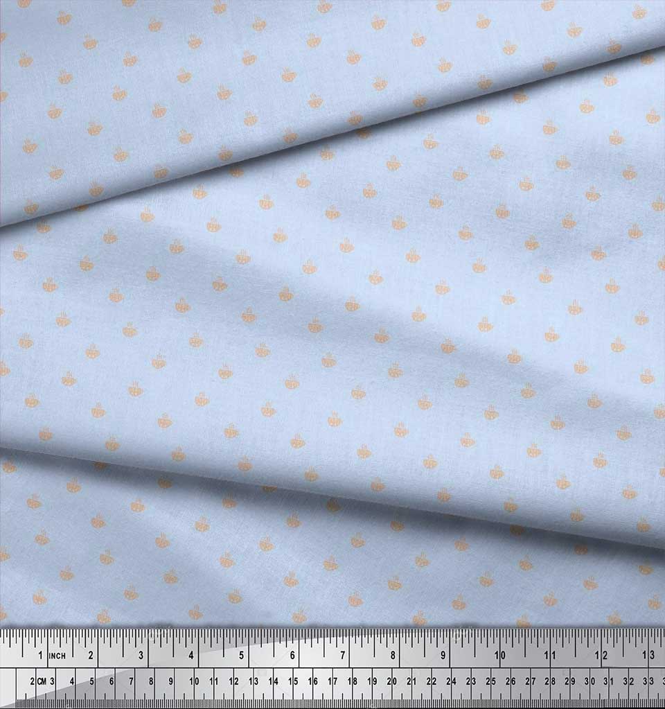 Soimoi Japan Crepe Satin Fabric Tea Cup Shirting Print Fabric by Metre 42 Inch