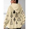 Christmas New Women's Hooded Top, Christmas Tree Print, Minimalist Casual Style, Festive Vibe