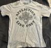 Koszula Affliction Męska Duża Biała Live Fast Grafika Skrzydła T-shirt Zniszczony Biker Unisex Koszulka