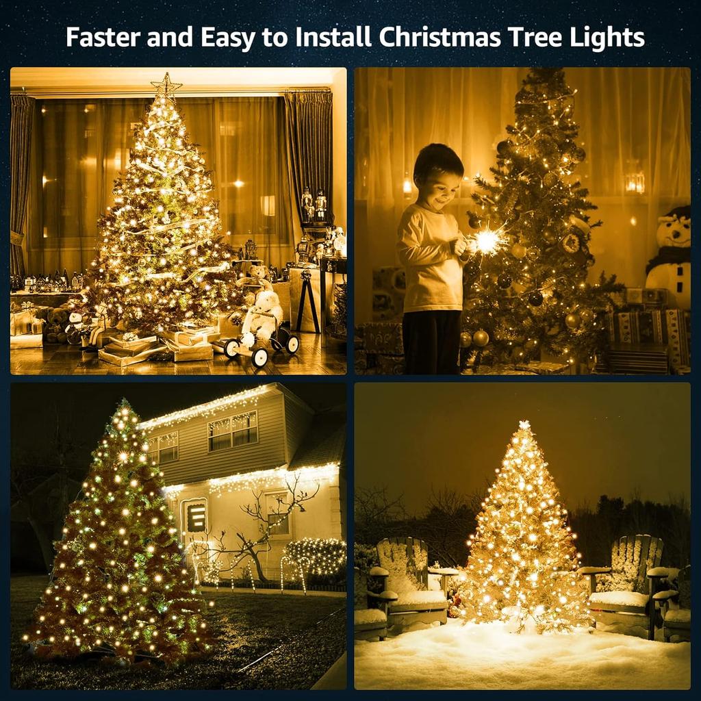 Christmas Tree Lights Christmas Lights Outdoor Indoor 400Led 9.84Ft 10 Lines Christmas Lights with 8 Modes and Timer, Fairy Tree Lights for Wedding