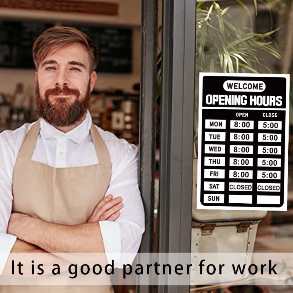 Sunproof Store Opening Signs Decal Waterproof Business Hours Window Decal Cafe Business