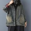Spring Jacket Coats Women Denim Patchwork Coats Casual Bat Loose Cotton Buttons Oversize Blue Short Jacket