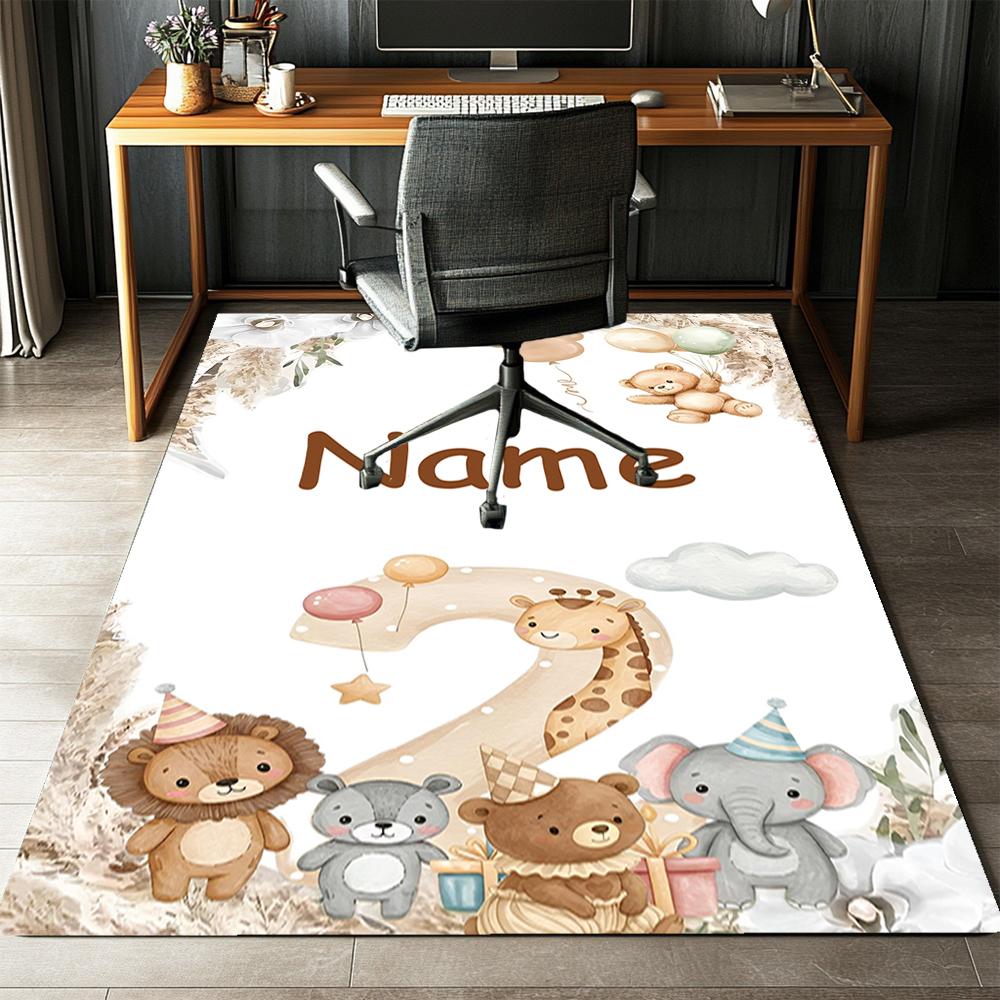 Custom Name Animals Printed Carpet,Rug for Office Chair Living Room Bedroom Kitchen Room Decor Gifts.