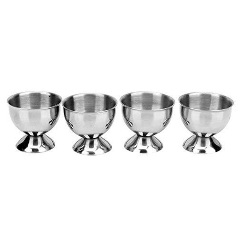 4Pcs Stainless Steel Egg Cups Egg Holders Egg Tray Kitchen Gadgets Tools for Hard Boiled Eggs, Silver