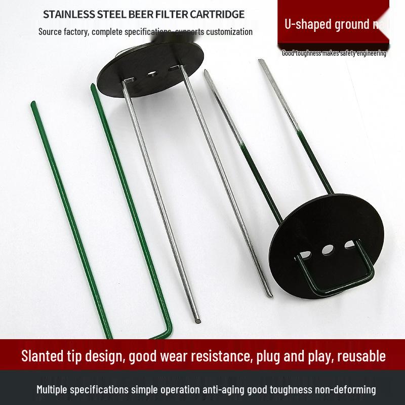 Galvanized 6-Inch U-Shaped Ground Nails for Artificial Turf, Greenhouses, Lawns, and Geogrid Fixing