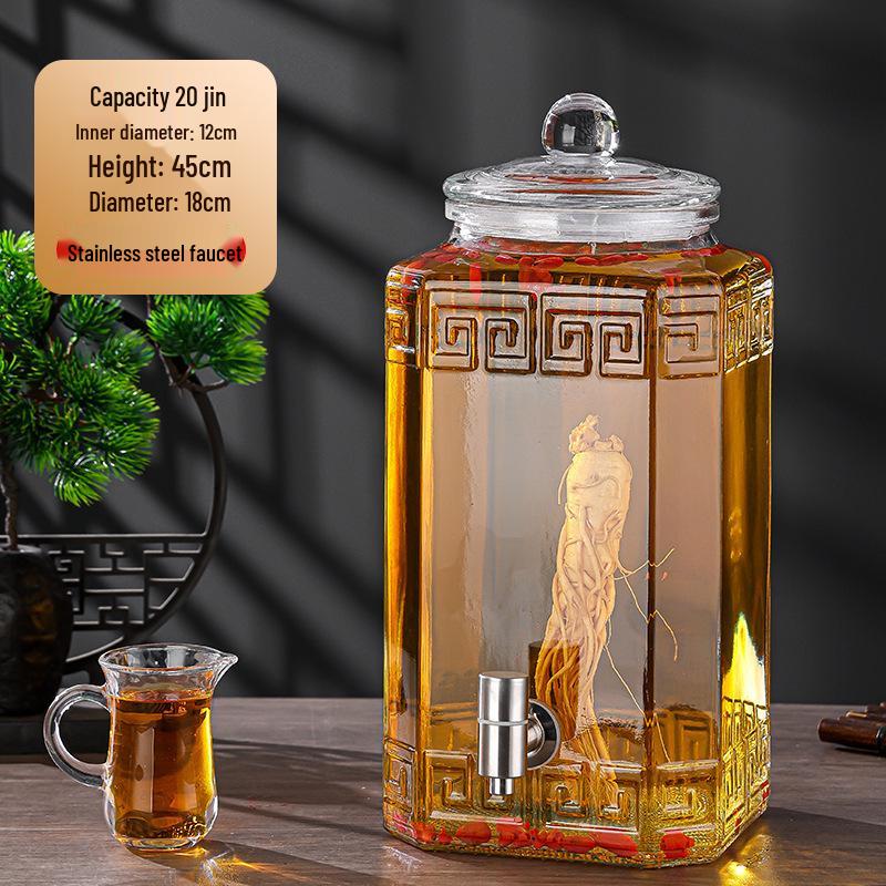 Luxury Sealed Wine & Baijiu Soaking Jar with Faucet for Household Use