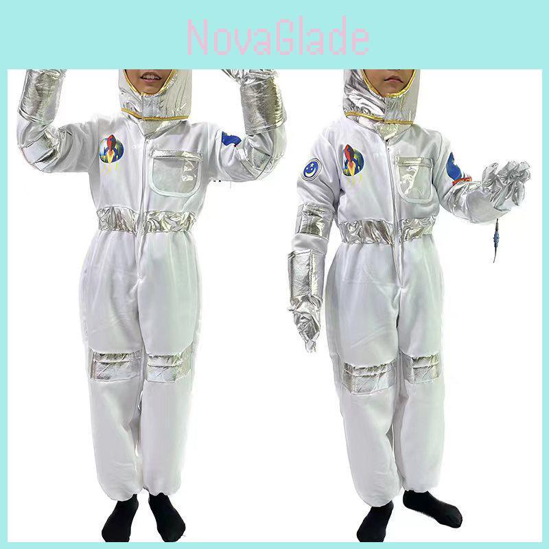 Children's Astronaut Costume Cosplay Space Flight Jumpsuit Unisex Spacesuit Outfit