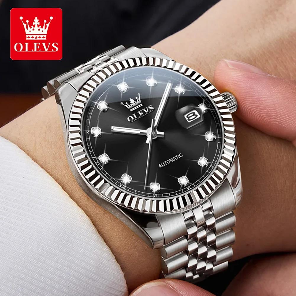 OLEVS 6743 Automatic Man Watch Original Luxury Brand Mechanical Watch Auto Date Waterproof Luminous Stainless Steel Men's Watch