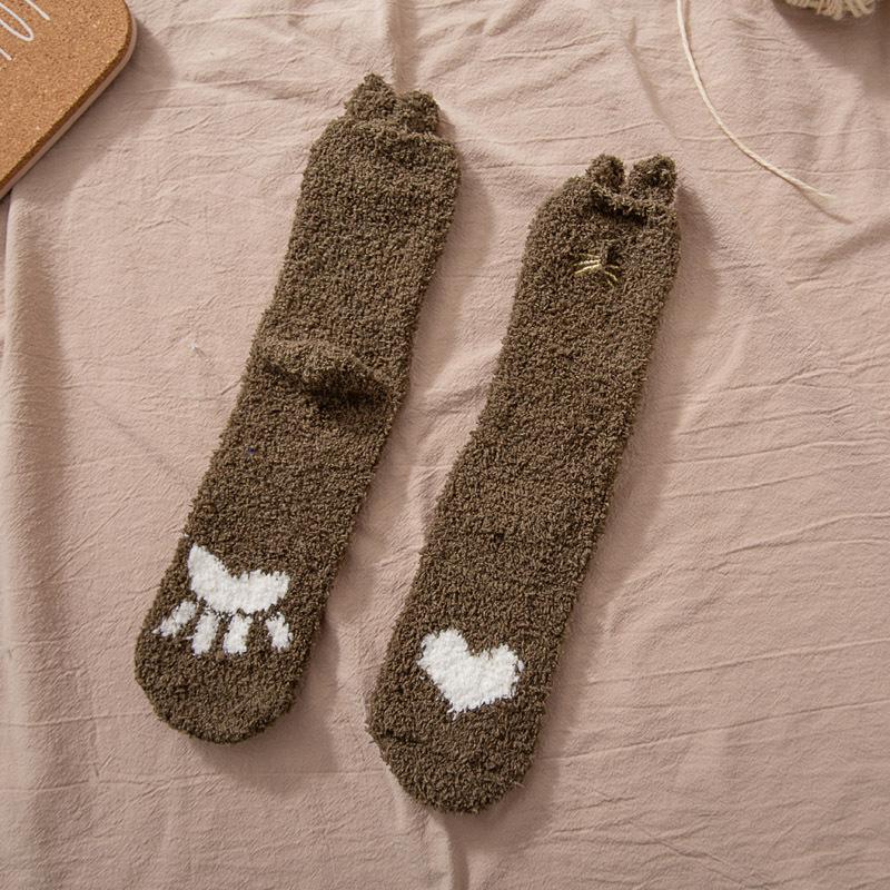 Coral Fleece Socks for Women Autumn and Winter Mid Calf Socks Fleece Lined Thickened Floor Socks Home Sleep Socks Warm Winter Postpartum Socks