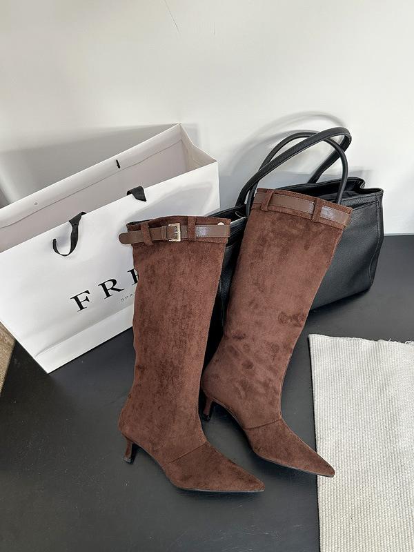 

2025 new autumn and winter new pointed versatile women s Korean version boots 39 коричневий