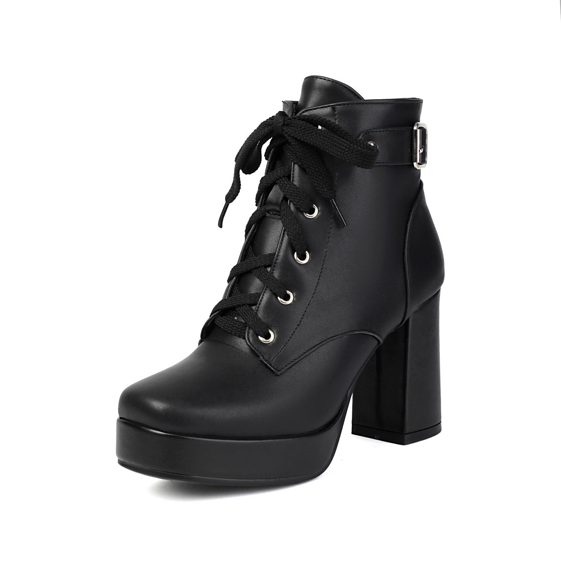 Lace-Up Short Knight Boots Water Platform