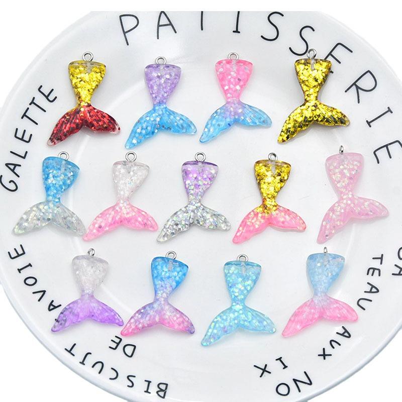 Gradient Resin Mermaid Tail Keychain Pendant Earrings - DIY Jewelry Accessory