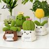 Fake Cactus Decoration Crochet Potted Plants, Handmade Knitted for Home Office Car Plant Decor Decoration, Decorative Plants Lasting Beauty,