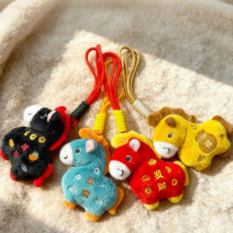 Lucky Horse Year Plush Keychain Pendant Decoration Soft Hanging Toy For Bag Car Keys Accessories