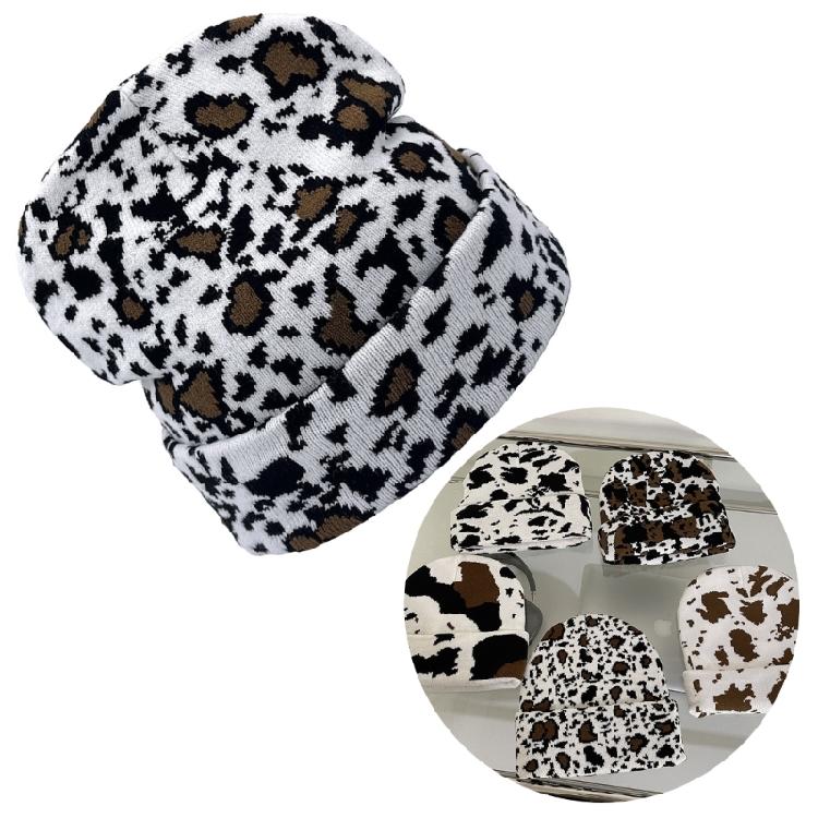 Halloween Knitting Cow Pattern Soft Unisex Hat Adult Outdoors for Ski Cycling