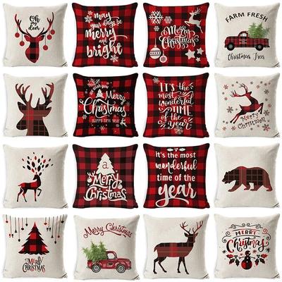 Christmas Decorative Cushion Cover Animal Elk Bear Truck Christmas Tree Sofa Seat Bedroom Car Office Decorative Cushion Cover
