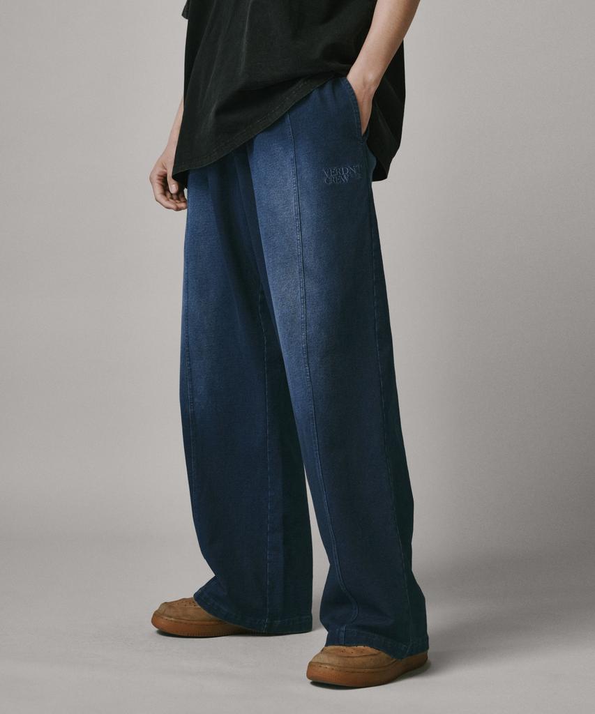 Beodeonteu Front Line Washed Wide Sweatpants [Indigo]