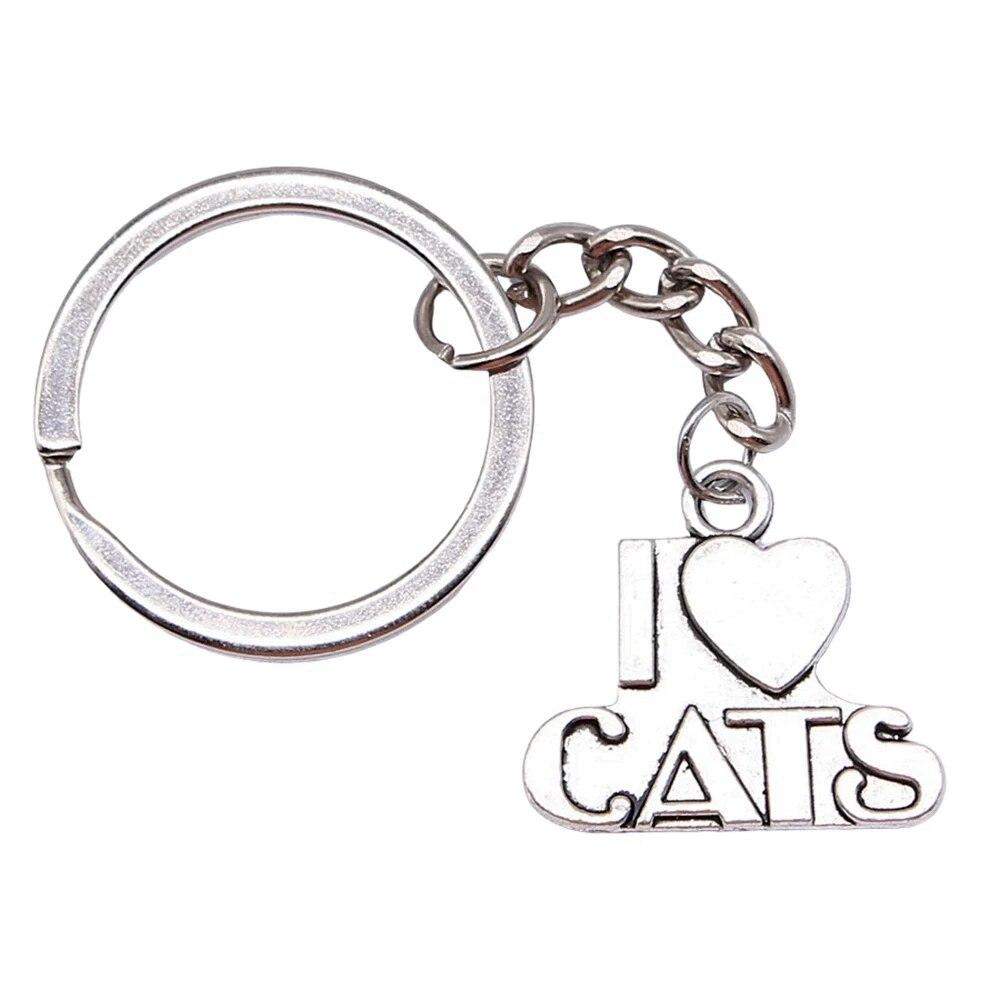 I Love Tags Keychains Decoration Popular Vintage Jewelry Ring Size 28Mm