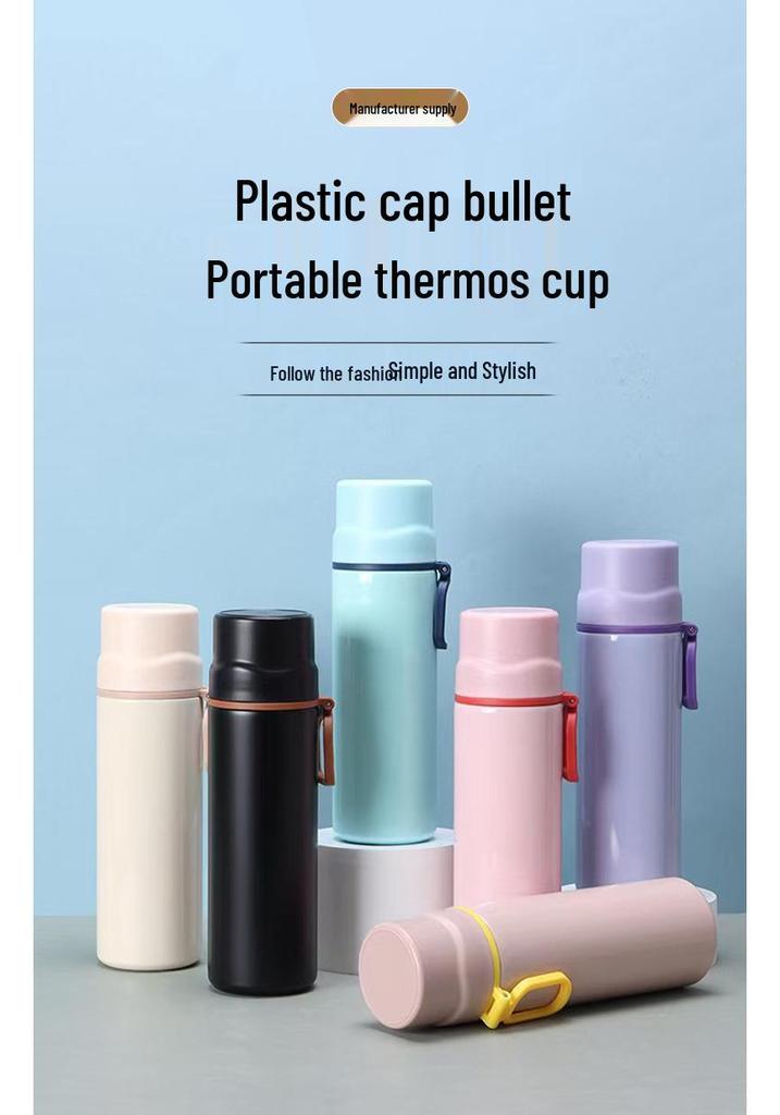 Stainless Steel Bullet-Shaped Thermos with Handle for Car & Sports