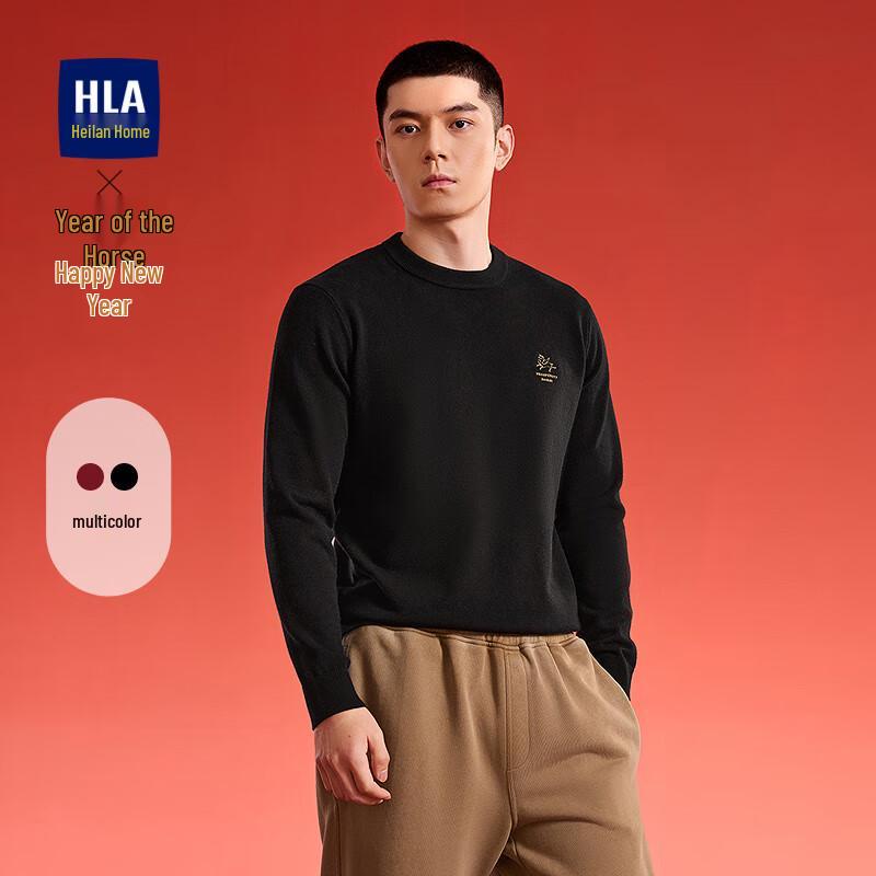 

HLA Мужской праздничный свитер 2025 с круглым вырезом и принтом, вязаный XL