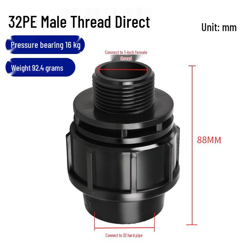 Thickened Quick Connect PE Pipe Fittings for Tap Water, 4-Point & 6-Point, 25mm Internal/External Threads