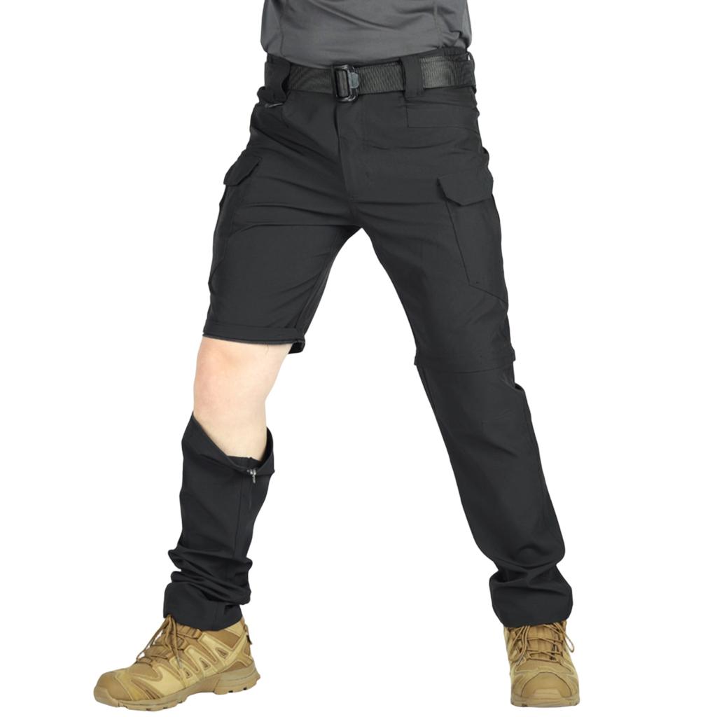 Herren Schnelltrocknende Cargohose mit elastischem Bund, Knopfverschluss, Mehrere Taschen, -, Atmungsaktiv, -, Abnehmbares Design