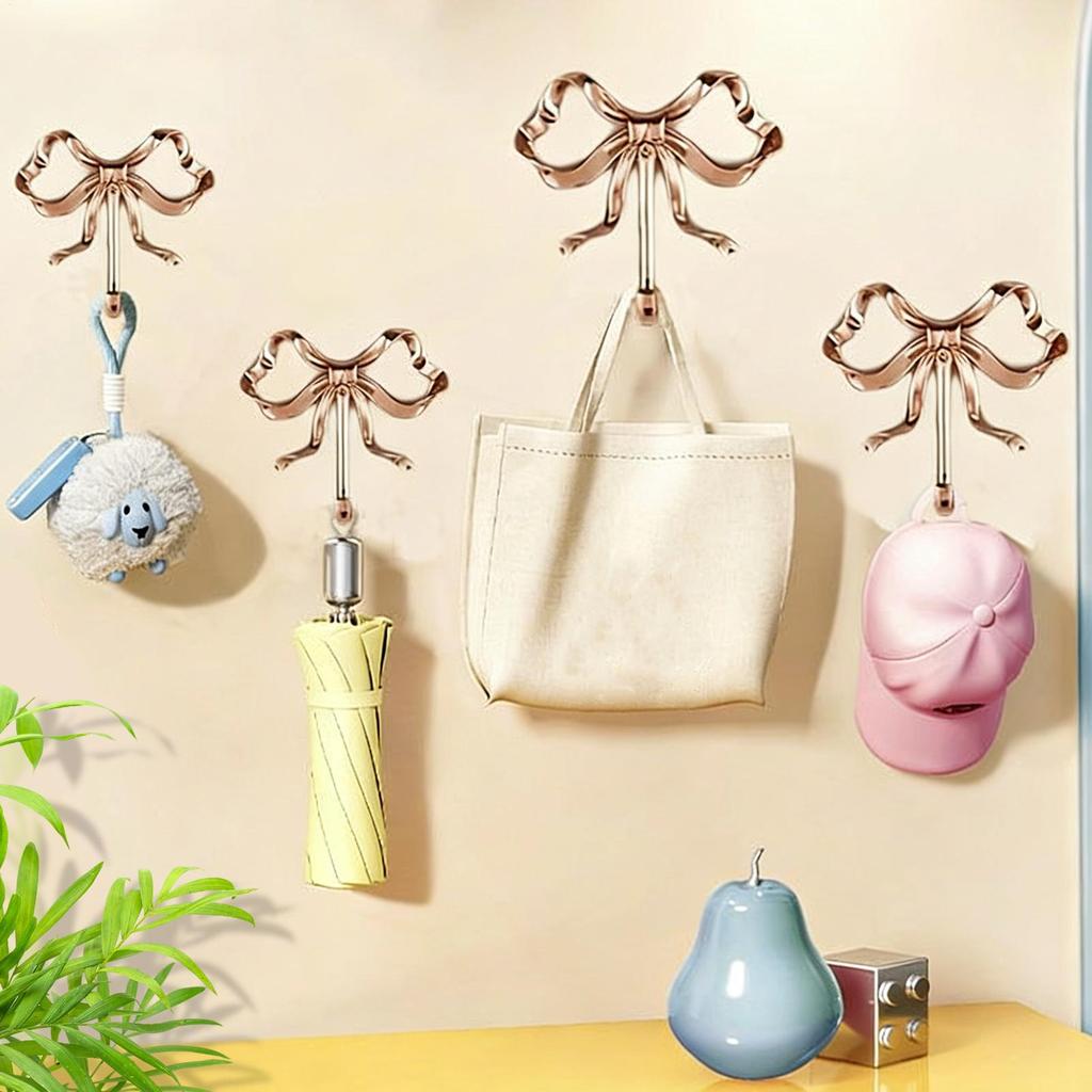 1PC Bow Hanger Brass Bow Shape Wall Hook Retro Gold Bow  Hook For Clothing Bathroom Bedroom Porch Hanging Hooks Decoration