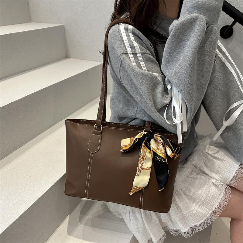 Niche Casual Tote Bag Simple Ins Solid Color Large-capacity Bag Women's Bag New Trendy Shoulder Bag Portable School Bag